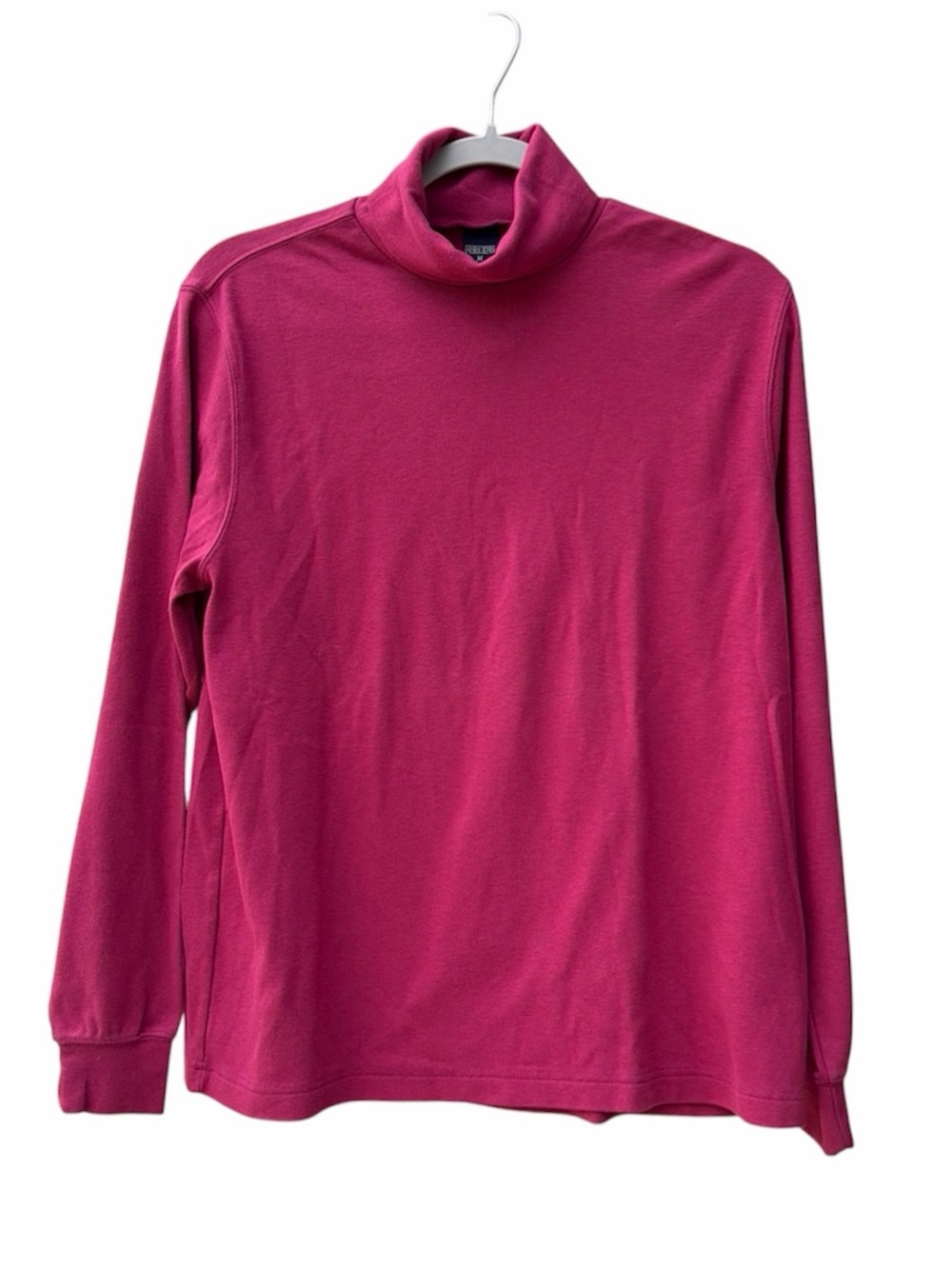 Land’s End Deep Rose Pink 100% Cotton Long Sleeve Turtle Neck Top Women Size M
